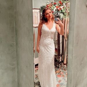 Aidan Mattox V-Neckline illusion back gown